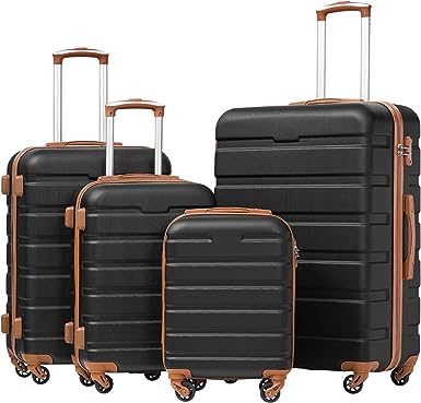 Photo 1 of Coolife Luggage 4 Piece Set Suitcase Spinner Hardshell Lightweight TSA Lock 4 Piece Set Black