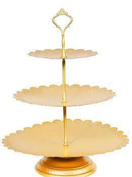 Photo 2 of 7Pcs Gold Cake Stand Set - Metal Dessert Table Display Stands - Dessert Trays - Tiered Cupcake Holder Display Plates for Tea Party Wedding Birthday Baby Shower Home Decoration (Gold) 