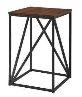 Photo 1 of 16" Modern Geometric Square Side Table - Dark Walnut