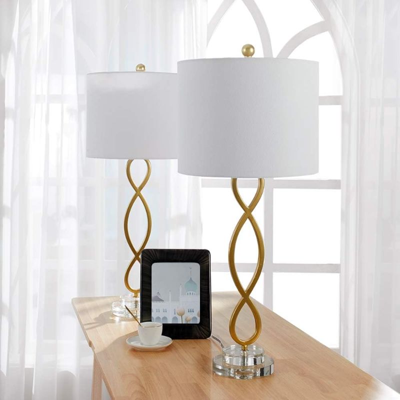 Photo 1 of Maxax Buffet Table Lamps Set of 2 for Living Room, 3-Way Dimmable 30'' Tall Bedside Nightstand Lamps for Bedroom Hotel, Gold Finish
