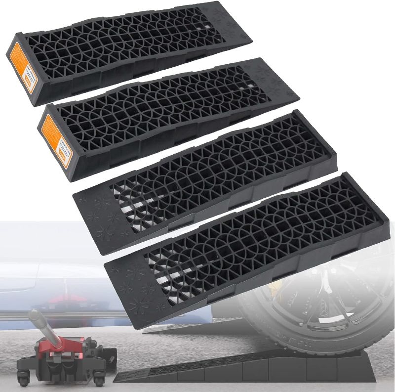 Photo 1 of OULEME Low Profile Car Service Ramp, 2-1/2" Lifting Height, 4 Pack, Portable for Lift Lowered Low Down Rise Clearance Racing Sports Car Vehicle Maintenance