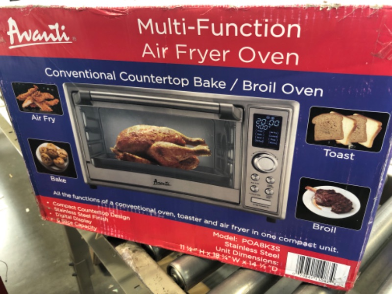 Photo 2 of Avanti Air Fryer Oven Combo with 8 Pre-Set Functions and Digital Controls, 90 Minute Timer and Auto Shut-Off, 0.8 Cu.Ft., Metallic