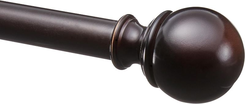 Photo 1 of Amazon Basics 1-Inch Curtain Rod with Round Finials, 1-Pack, 72" to 144", Dark Bronze (Espresso)