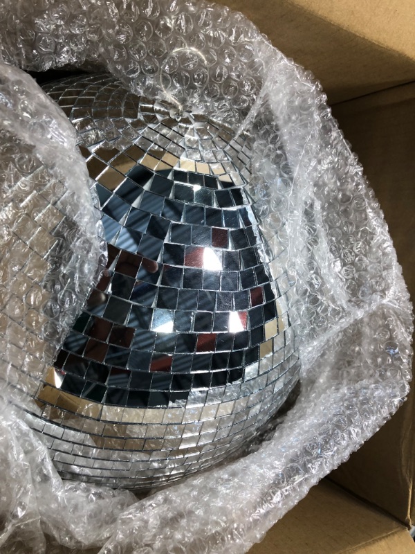 Photo 3 of 12" Disco Ball Mirror Ball Disco Party Decoration Stage Light Dj Light Effect Home Business Christmas Display Decoration Silver