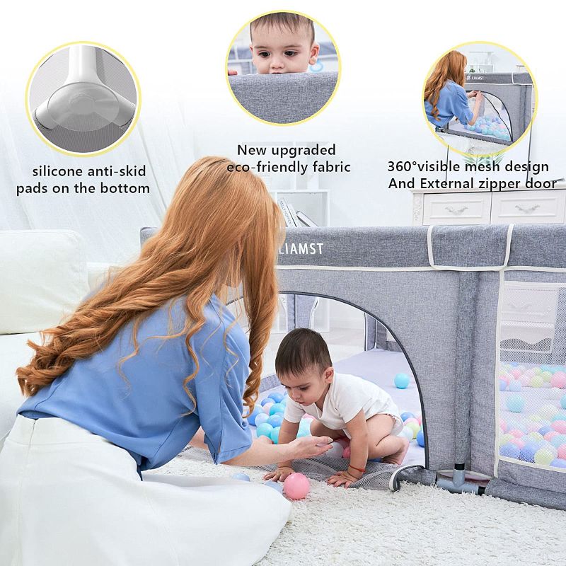 Photo 1 of Baby Playpen, Baby Playpen for Toddler, Baby Playard, Playpen for Babies with Gate, Indoor & Outdoor Playard for Kids Activity Center?Sturdy Safety Play Yard with Soft Breathable Mesh