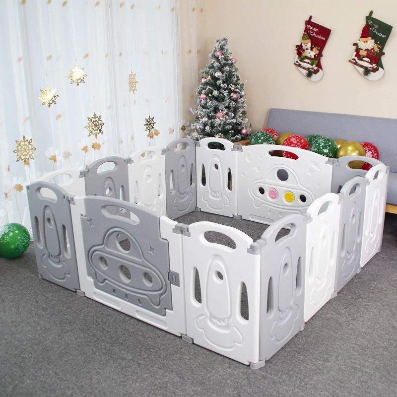 Photo 1 of Foldable Baby playpen Baby Folding Play Pen Kids Activity Centre Safety Play Yard Home Indoor Outdoor New Pen ?Gery?