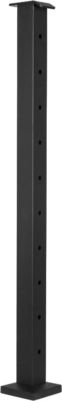 Photo 1 of Cable Railing Post - Stainless Steel Square Fence Post for Deck Cable Railing System, Flat top Down to Stair Post 36"x2"x2" Pre-Drilled, Matte Black