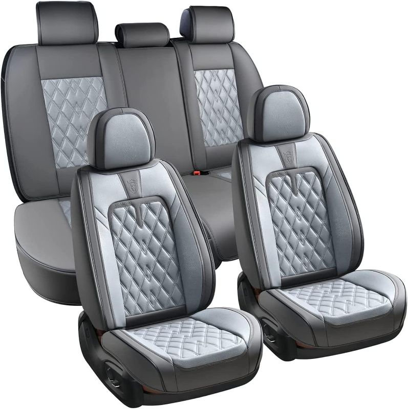 Photo 1 of Coverado Car Seat Covers Full Set, 5 Seats Universal Seat Covers for Cars,Luxury Leathaire Seat Cushions, Seat Protectors Waterproof Dirt-Resistant UV-Resistant Seat Covers Fit for Most Vehicles Gray Gray FullSet