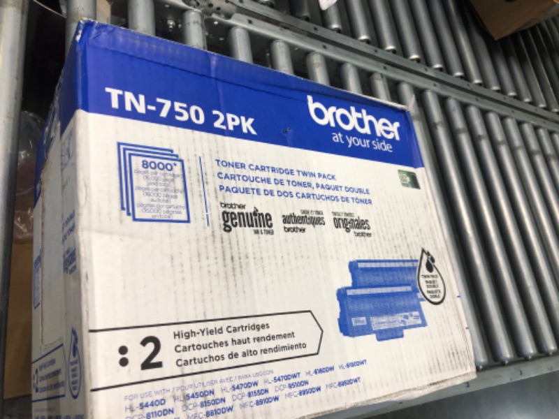 Photo 1 of Brother Genuine High-Yield Black Toner Cartridge Twin Pack TN750 2PK (TN7502PK)