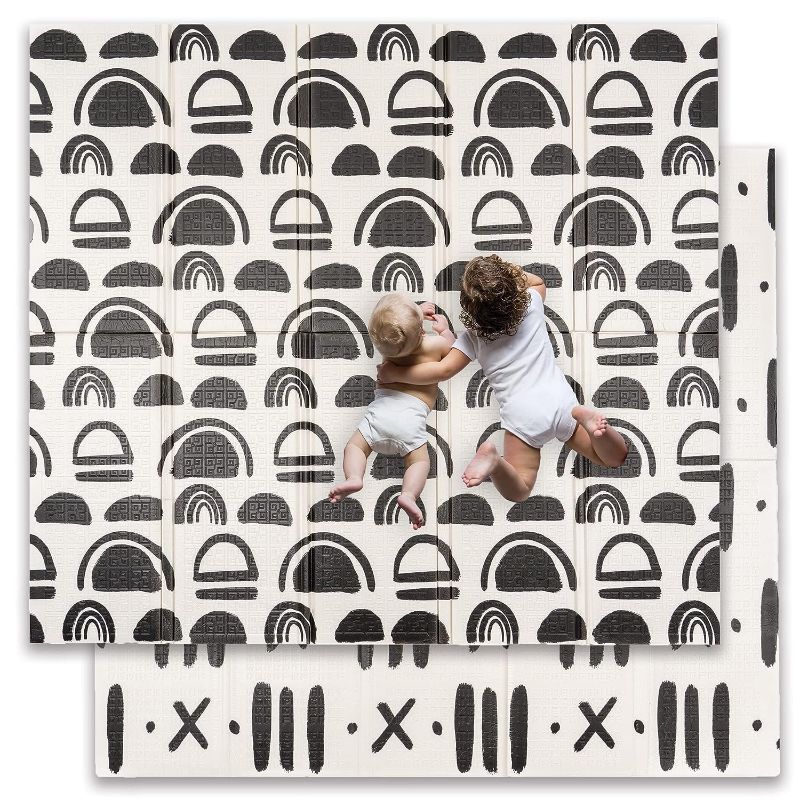 Photo 1 of JumpOff Jo - Extra Large Waterproof Foam Padded Play Mat for Infants, Babies, Toddlers, Play Pens & Tummy Time, Foldable Activity Mat, 77 x 70 x 0.6 inches - Oh Deer - Starburst