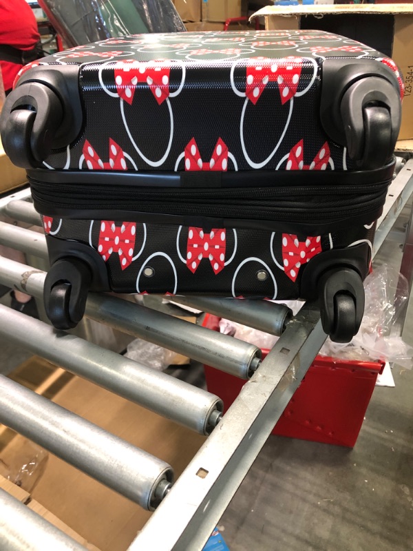 Photo 5 of American Tourister Disney Hardside Luggage with Spinner Wheels, Black,White,Red/Minnie Mouse Head Bow, Carry-On 21-Inch Carry-On 21-Inch Black,White,Red/Minnie Mouse Head Bow ***Suitcase is dented on a corner***