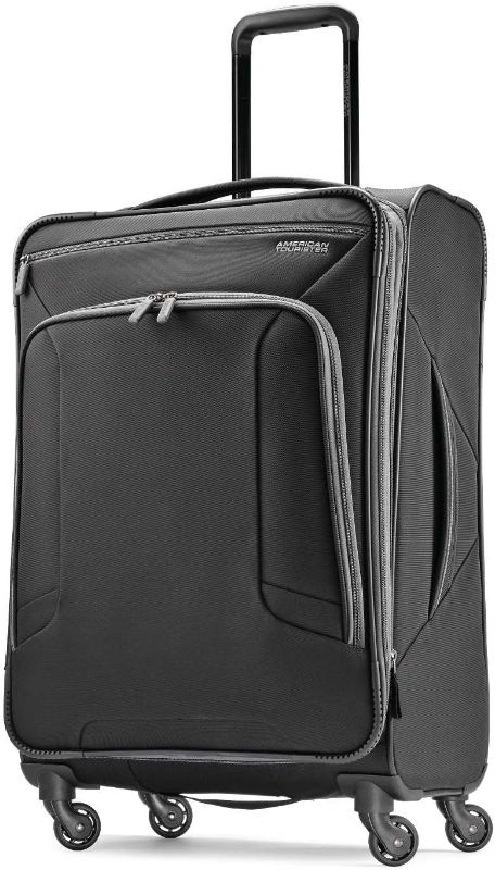 Photo 1 of American Tourister 4 Kix Expandable Softside Luggage with Spinner Wheels, Black/Grey, Checked-Medium 25-Inch