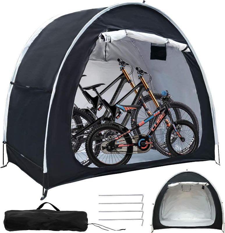 Photo 1 of  Bike Tent Outdoor Storage Waterproof Fabric Bicycle Covers Outdoor Storage Tent Portable Bike Tent Heavy Duty Bicycle Tent PU4000 for Bike Tent Bag Garden Camping