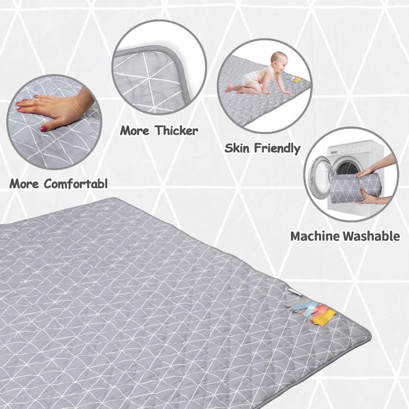 Photo 1 of Baby Play Mat,Play mat for Baby Floor Crawling,Play mat with Fabric,Tummy Time Mat for Newborn.Non-Slip Kids Play Mat for Play Pen,Play Yard Mat.Lattice(49x49Inch)