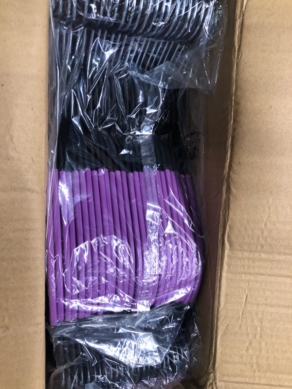 Photo 3 of Amazon Basics Rubber Coated Plastic Hangers - Black/Purple, Pack of 50 50 Black/Purple