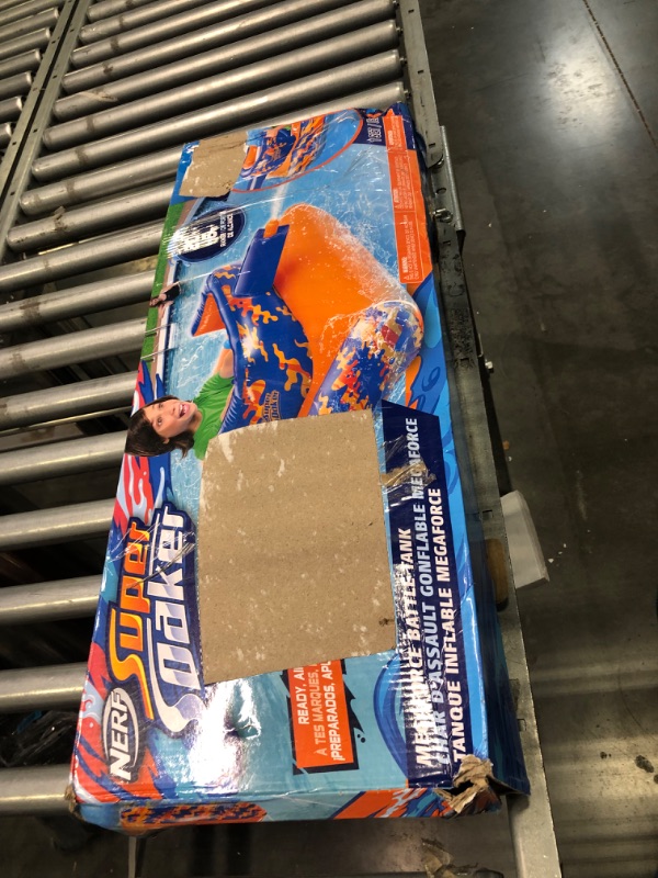 Photo 1 of NERF Super Soaker Megaforce Battle Tank Ride-On – Inflatable Pool Float with Pool-Fed Mega Water Blaster