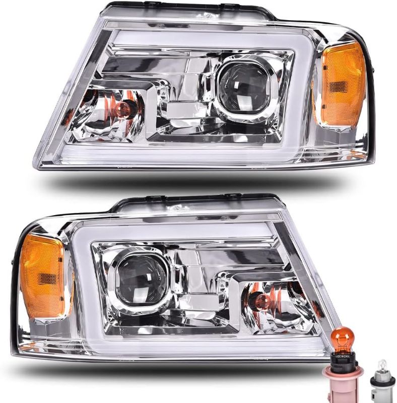 Photo 1 of CHEDA LED DRL Headlights, Compatible with 2004 2005 2006 2007 2008 Ford F150 06-08 Lincoln Mark Bumper Headlamp, Chrome Housing Halogen Headlights?Clear lens Chrome Housing Amber Reflector?
