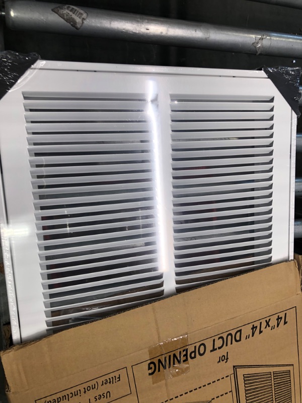 Photo 3 of 14"W x 14"H [Duct Opening Measurements] Steel Return Air Filter Grille [Removable Door] for 1-inch Filters | Vent Cover Grill, White | Outer Dimensions: 16 5/8"W X 15 5/8"H for 14x14 Duct Opening Duct Opening style: 14 Inchx14 Inch