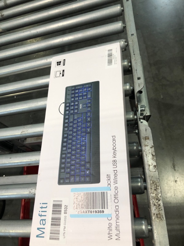 Photo 1 of mafiti Computer Office Keyboard Wired USB 104 Keys Full Size Backlit Keyboards Compatible PC Laptop Desktop Windows Blue backlit-Office