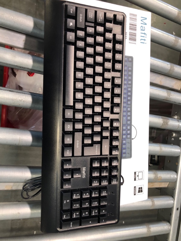 Photo 1 of mafiti Computer Office Keyboard Wired USB 104 Keys Full Size Backlit Keyboards Compatible PC Laptop Desktop Windows Blue backlit-Office