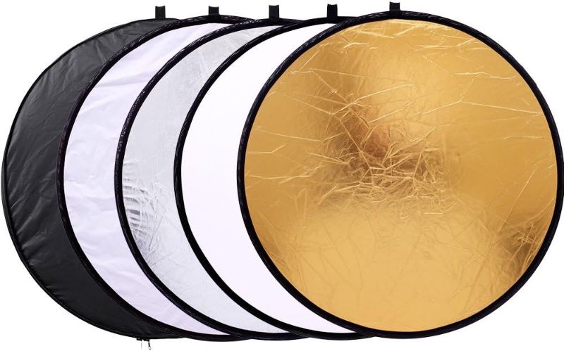 Photo 1 of 43"/110cm 5-in-1 Light Reflector for Photography Collapsible Multi-Disc Round with Bag - Translucent, Gold, Silver, Black and White for Studio Photography Lighting and Outdoor Lighting
