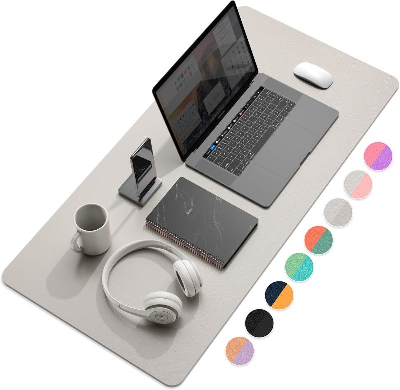 Photo 1 of YSAGi Desk Mat, Mouse Pad,Waterproof Desk Pad,Large Mouse pad for Desk, Leather Desk Pad Large for Keyboard and Mouse,Dual-Sided Mouse Mat for Office and Home (35.4" x 17", Grey)