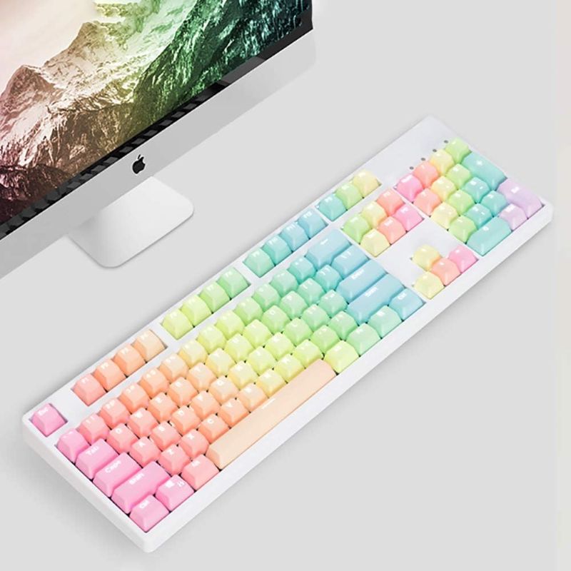 Photo 1 of 104 Keys Sunset Backlit Gradient Keycaps Thick PBT OEM Profile for Cherry MX Switches of Mechanical Keyboard 104 87 61 Only Keycaps(Rainbow)