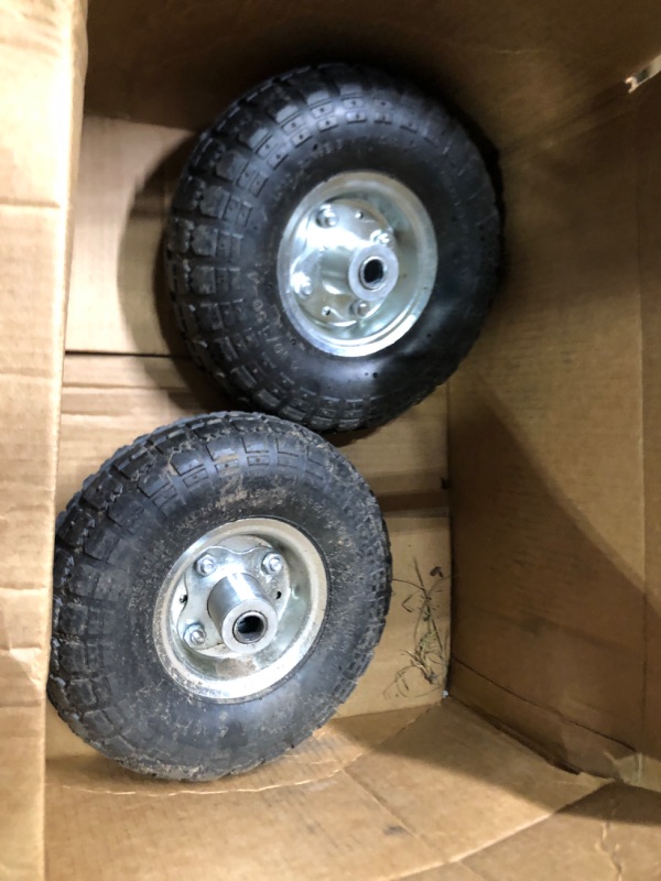 Photo 2 of (2-Pack) AR-PRO 10-Inch Solid Rubber Tires and Wheels - Replacement 4.10/3.50-4” Tires and Wheels with 5/8” Axle Bore Hole, and Double Sealed Bearings - Perfect for Gorilla Carts