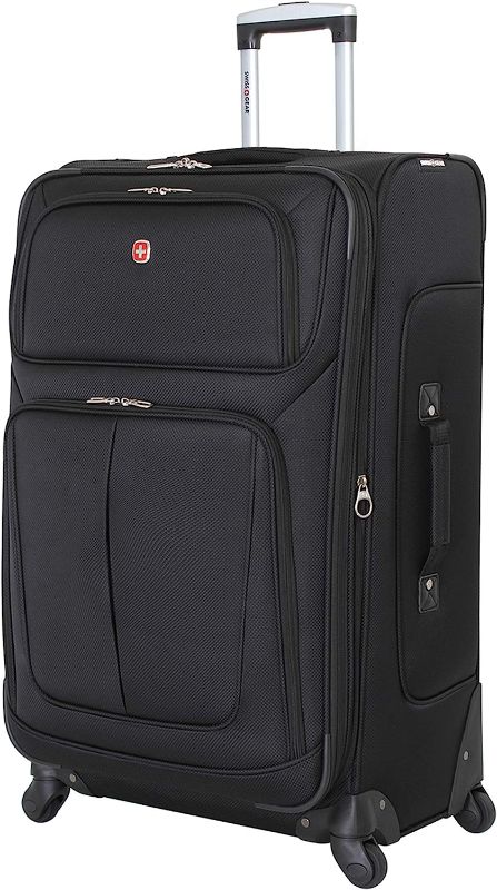 Photo 1 of SwissGear Sion Softside Expandable Roller Luggage, Black, Checked-Medium 25-Inch

