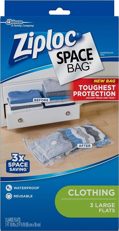 Photo 1 of Ziploc Space Bag Clothes Vacuum Sealer Storage Bag for Home and Closet Organization 1 EXTRA LARGE bag
