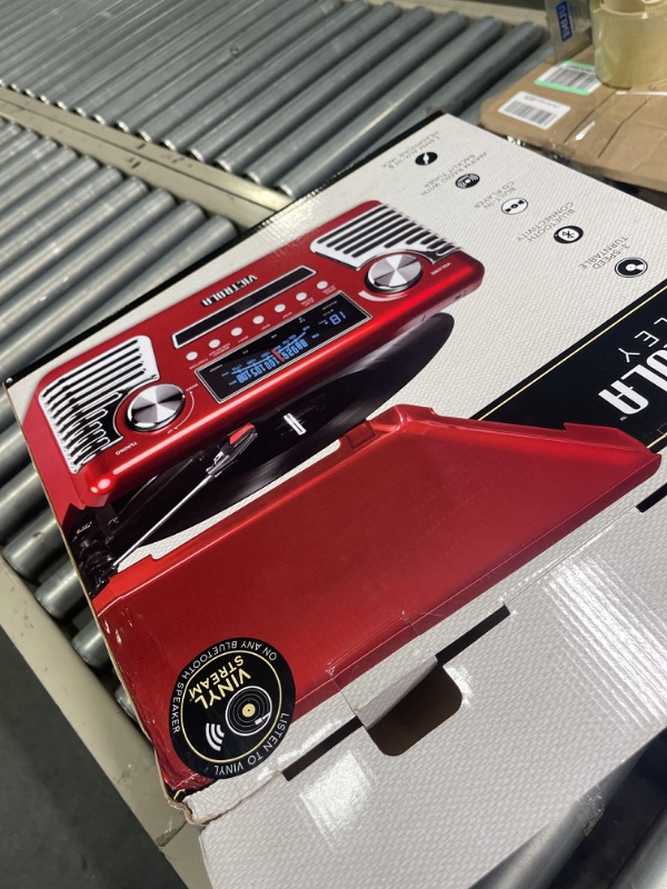 Photo 1 of Victrola 50's Retro Bluetooth Record Player & Multimedia Center with Built-in Speakers - 3-Speed Turntable, CD Player, AM/FM Radio | Vinyl to MP3 Recording | Wireless Music Streaming | Red Red Record Player