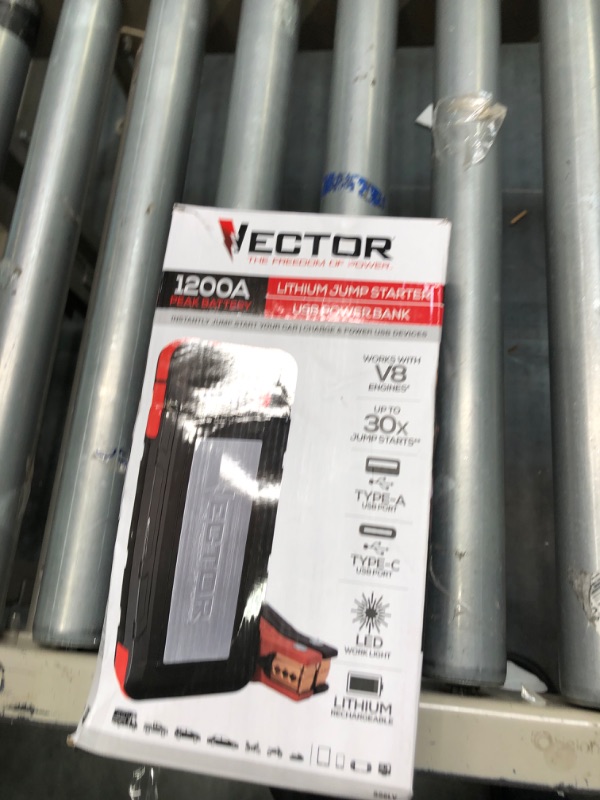 Photo 2 of ***NO CLAMPS*** VECTOR SS6LV 1200 Peak Amp Lithium Jump Starter Battery Booster, USB-A(2.1 Amps), USB-C(3.1 Amps), Power in & Out, LED Work Light, & Heavy Duty Powder Coated Clamps