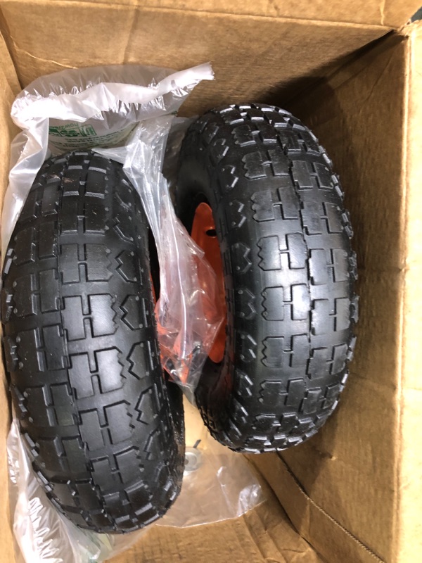 Photo 2 of 4.10/3.50-4 All Purpose Utility Tires/Wheels,10" Pneumatic Air Filled Heavy-Duty Wheels/Tires with 5/8" Bearings,2.1" Offset Hub for Hand Truck/Trolley/Garden Wagon Cart/Generator/Dump Cart (2-PACK) Red-Pneumatic-2Pcs