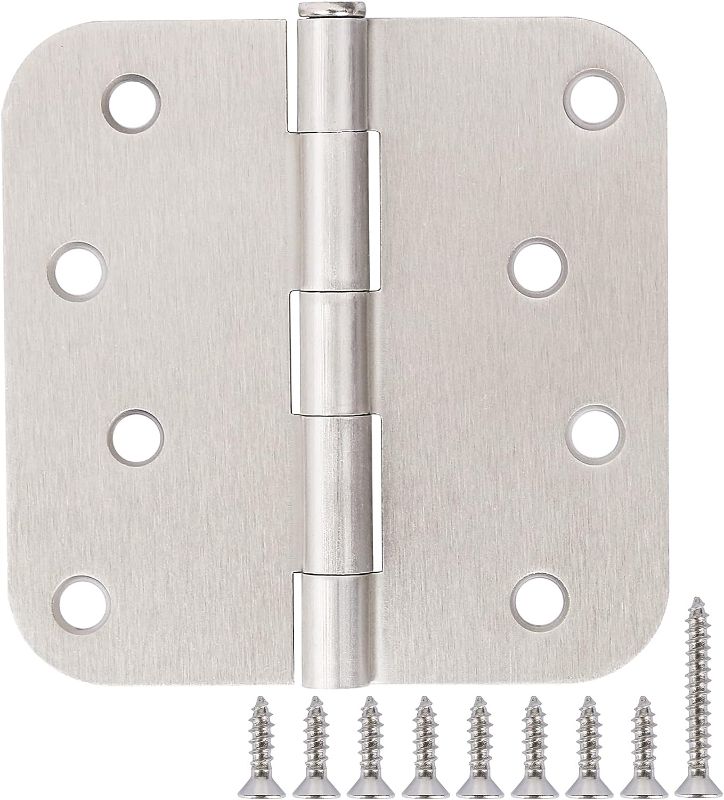 Photo 1 of 12 Pack 4 Inch Nickel Door Hinges Satin/Brushed Nickel Door Hinges 4 in x 4" Exterior Interior Door Hinges for Stardand Doors Stall,Front,Closet,Silver Residential Door Hinges Iron Bifold Door Hinge