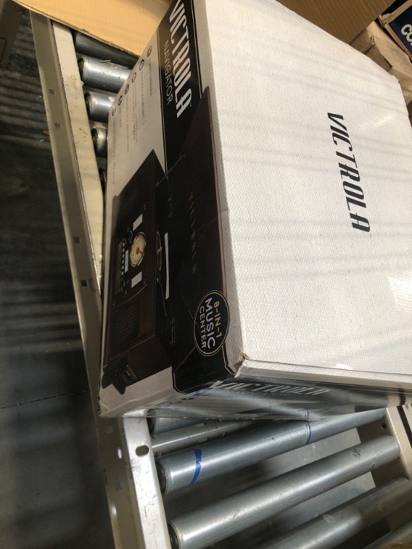 Photo 3 of Victrola 8-in-1 Bluetooth Record Player & Multimedia Center, Built-in Stereo Speakers - Turntable, Wireless Music Streaming, Real Wood | Espresso Espresso Entertainment Center