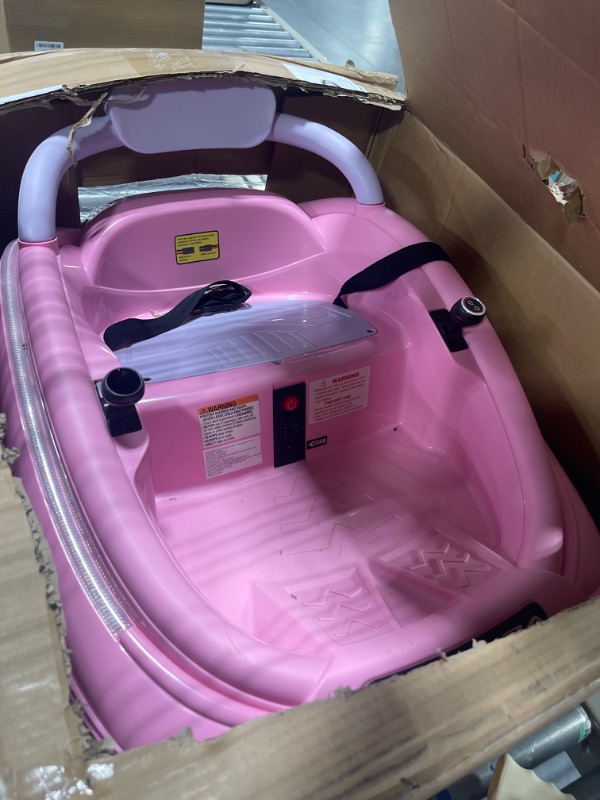 Photo 1 of ELEMARA Bumper Car for Toddlers, 12V Electric Ride On Car Baby Bumper Car with 2 Driving Modes, Remote Control, Safety Belt,LED Lights and DIY Stickers Bumper Car for Kids (Pink) (JQ6688)