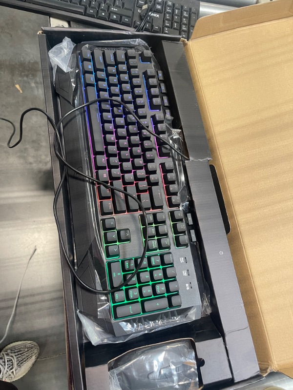 Photo 2 of ROSEWILL Gaming RGB Keyboard and Mouse Combo, Rainbow RGB Backlit LED Gaming Keyboard, Membrane Style w/ Mechanical Feel Keyboard w/ Multi-Media Keys and Adjustable 4000 DPI LED Gaming Mouse FUSION C40