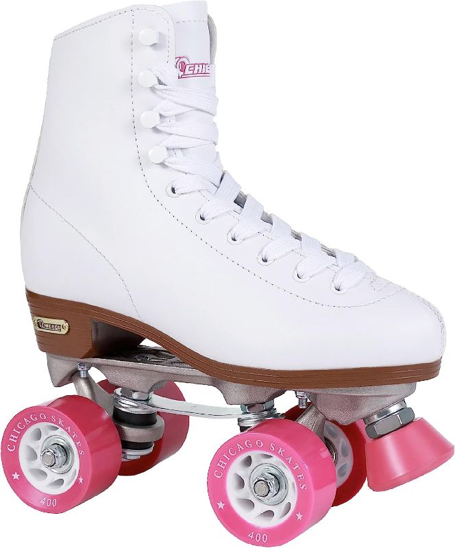 Photo 1 of CHICAGO Women's and Girl's Classic Roller Skates - Premium White Quad Rink Skate size 8 