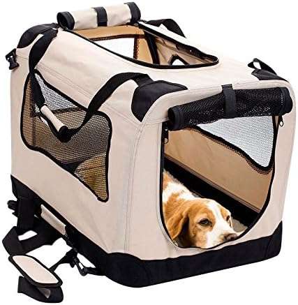 Photo 1 of 2PET Foldable Dog Crate - Soft, Easy to Fold & Carry Dog Crate for Indoor & Outdoor Use - Comfy Dog Home & Dog Travel Crate - Strong Steel Frame, Washable Fabric Cover - XXLarge, Biscuit Beige XXLarge 36in Biscuit Beige