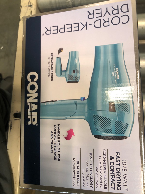 Photo 2 of Conair Hair Dryer with Folding Handle and Retractable Cord, 1875W Travel Hair Dryer, Conair Blow Dryer