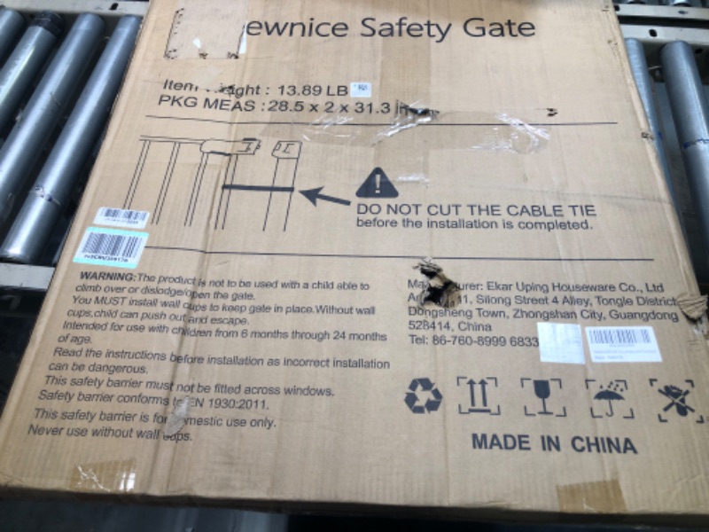 Photo 1 of Newnice 29.7"-46" Safety Baby Gate for Stairs, Auto Close Pressure Mounted Easy Walk Thru Dog Pet Gate for The House, Doorways, Extra Wide Child Gates for Kids Toddler, White 29.7-46" without Cat Door