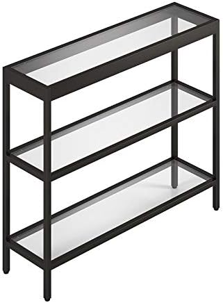 Photo 1 of Henn&Hart 36" Metal 3-Shelf Short Console Table in Black and Bronze