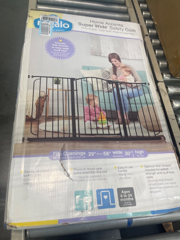 Photo 1 of Regalo 58-Inch Home Accents Super Wide Walk Through Baby Gate, Includes 6-Inch, 8-Inch and 12-Inch Extension, 4 Pack of Pressure Mounts and 4 Pack of Wall Cups and Mounting Kit 58 Inches Extra-Wide