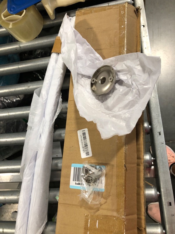 Photo 1 of Amazon Basics Extendable Curved Shower Rod - 48" to 72", Nickel