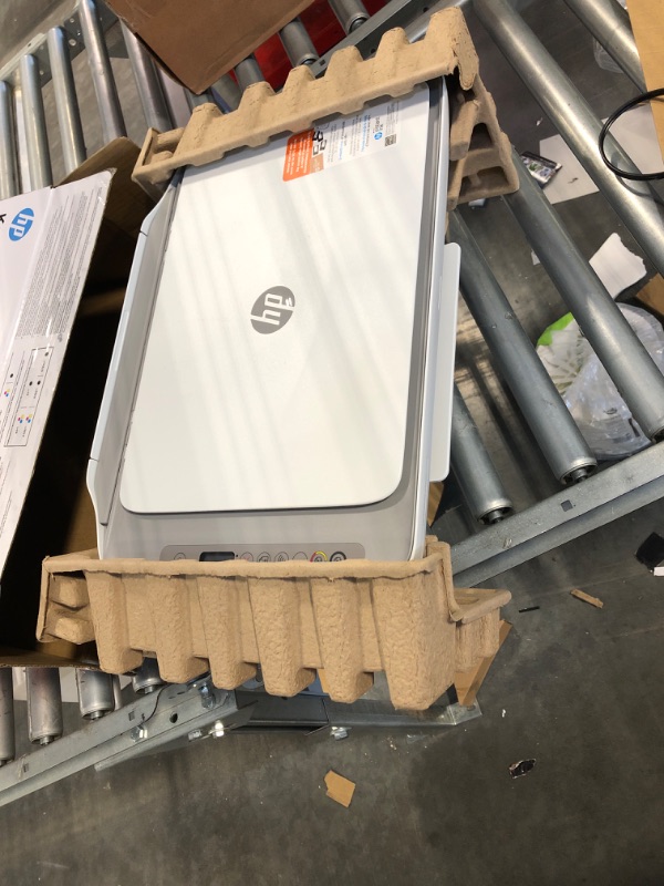 Photo 1 of HP DeskJet 2755e Wireless Color All-in-One Printer with bonus 6 months Instant Ink (26K67A), white
