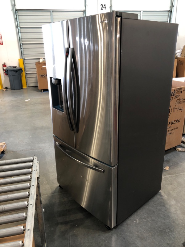 Photo 2 of 27 cu. ft. Large Capacity 3-Door French Door Refrigerator with External Water & Ice Dispenser in Stainless Steel