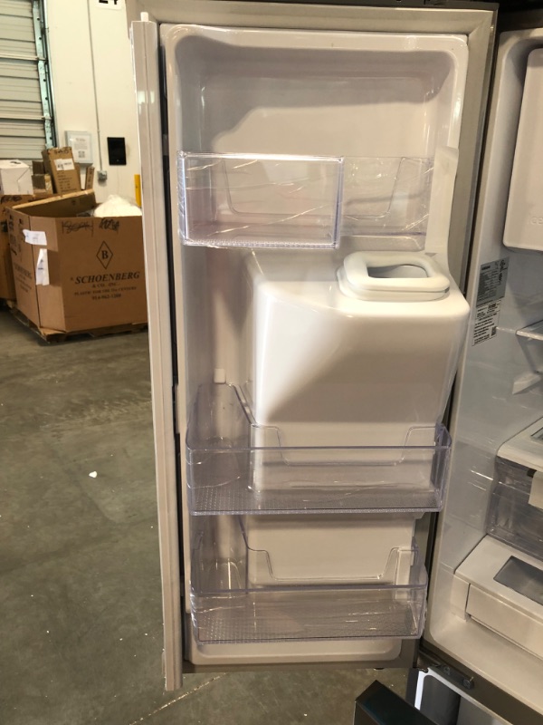 Photo 1 of 27 cu. ft. Large Capacity 3-Door French Door Refrigerator with External Water & Ice Dispenser in Stainless Steel