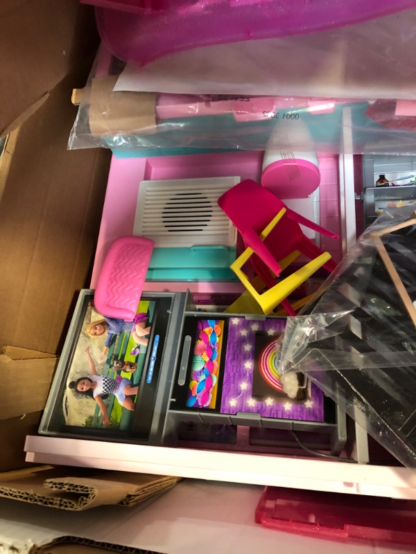 Photo 6 of Barbie 60th Celebration DreamHouse Playset (3.75 ft) with 2 Exclusive Dolls, Car, Pool, Slide, Elevator, Lights & Sounds, 100+ Pieces, 3 Year Olds & Up