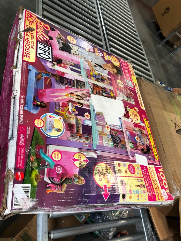 Photo 2 of Barbie 60th Celebration DreamHouse Playset (3.75 ft) with 2 Exclusive Dolls, Car, Pool, Slide, Elevator, Lights & Sounds, 100+ Pieces, 3 Year Olds & Up