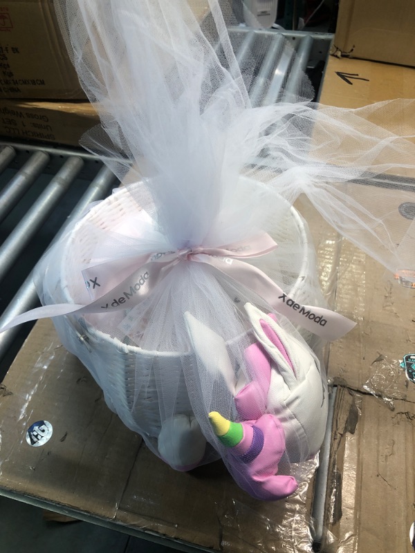 Photo 2 of Baby Shower Gifts - New Baby Newborn Essential Gift Basket, Beautiful Unicorn Theme Gift Wrapped for a boy or Girl, All in One Registry Essential Stuff for Boys or Girls, Includes Card Perfect Set